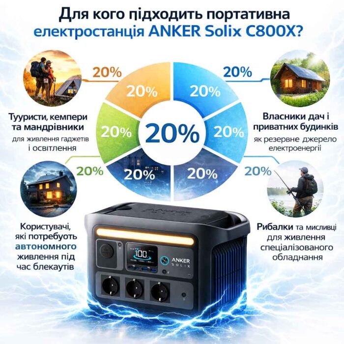 Зарядна станція ANKER Solix C800X 1200W 768Wh (A1755) Інфографіка