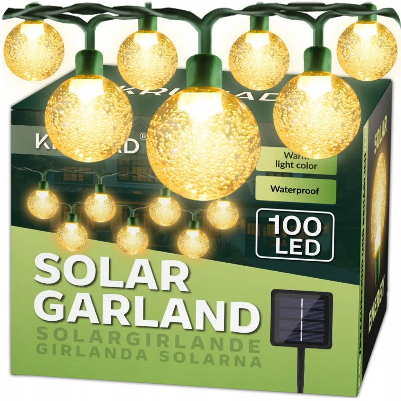girlanda-solarna-ogrodowa-lampki-solarne-100-x-zarowka-led-na-balkon-14-m Сонячна садова гірлянда KRUMAD 14м KMDW12 - Зображення 1