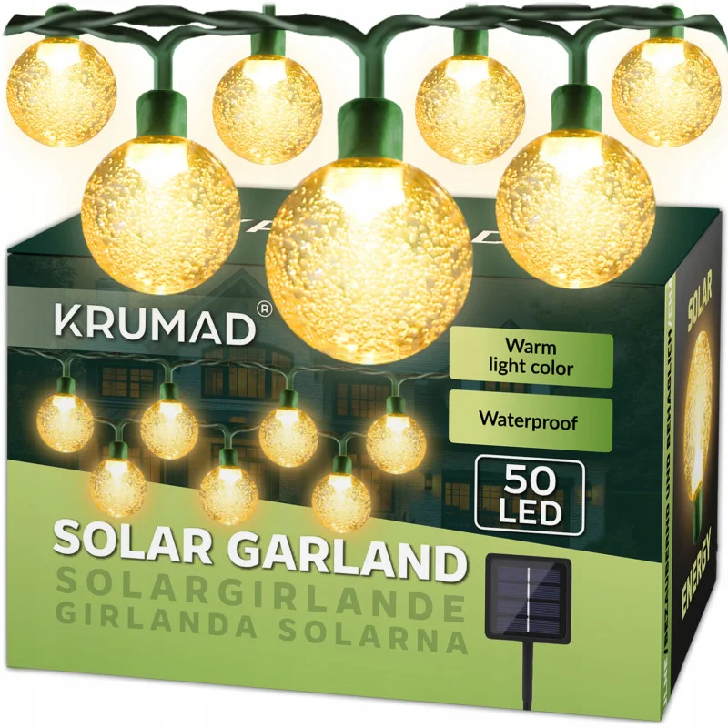 girlanda-solarna-ogrodowa-lampki-solarne-50-x-zarowka-led-na-balkon-7-m Сонячна садова гірлянда KRUMAD 7м KMDW11 - Зображення 1