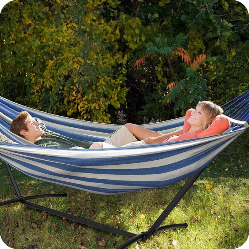 hamak-ze-stelazem-stelaz-do-hamaka-stojak-na-hamak-ogrodowy-dwuosobowy-xxl Садовий гамак Krumad з каркасом, двомісний XXL комплект 260 см KMDW26 - Зображення 1