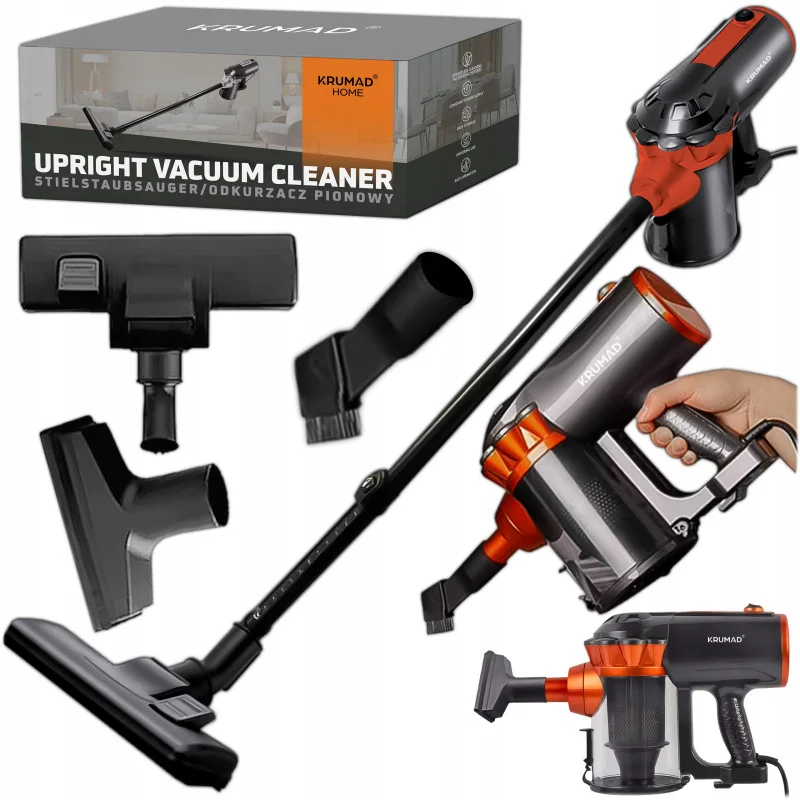 odkurzacz-reczny-pionowy-cyklonowy-bezworkowy-lekki-maly-600w-5w1-mocny Пилосос ручний Krumad 600Вт KMD156 - Зображення 1