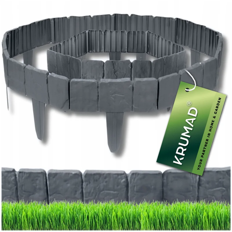 palisada-ogrodowa-obrzeze-ogrodowe-trawnikowe-250-x-23-cm-antracyt-kamien Садовий палісад KRUMAN KMDW40 250 см x 23 см сірий камінь - Зображення 1