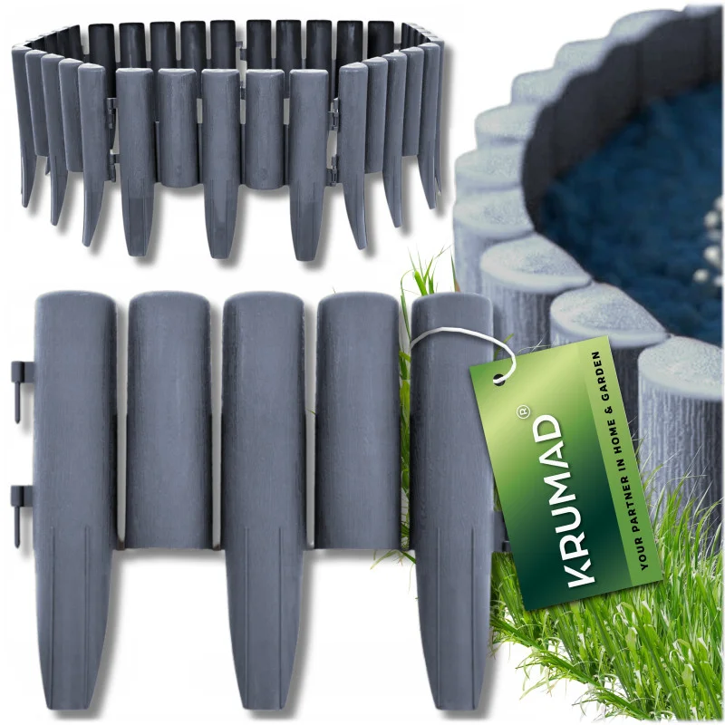 palisada-ogrodowa-obrzeze-trawnikowe-plotek-plastikowy-280-x-24-cm-szara Садовий палісад Krumad KMDW38 280 x 24 см, сірий - Зображення 1