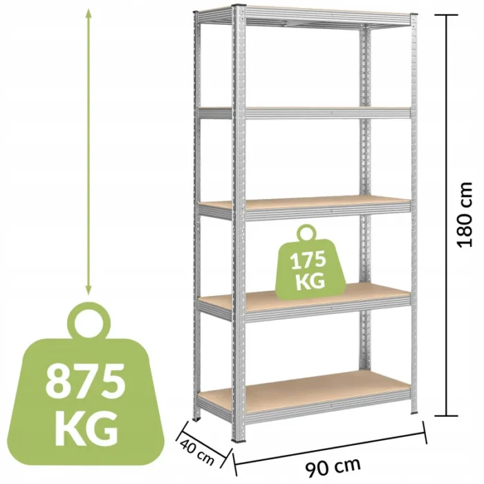 Універсальний стелаж з 5 полицями 180x90x40 KRUMAD KMDW78 - Зображення 5