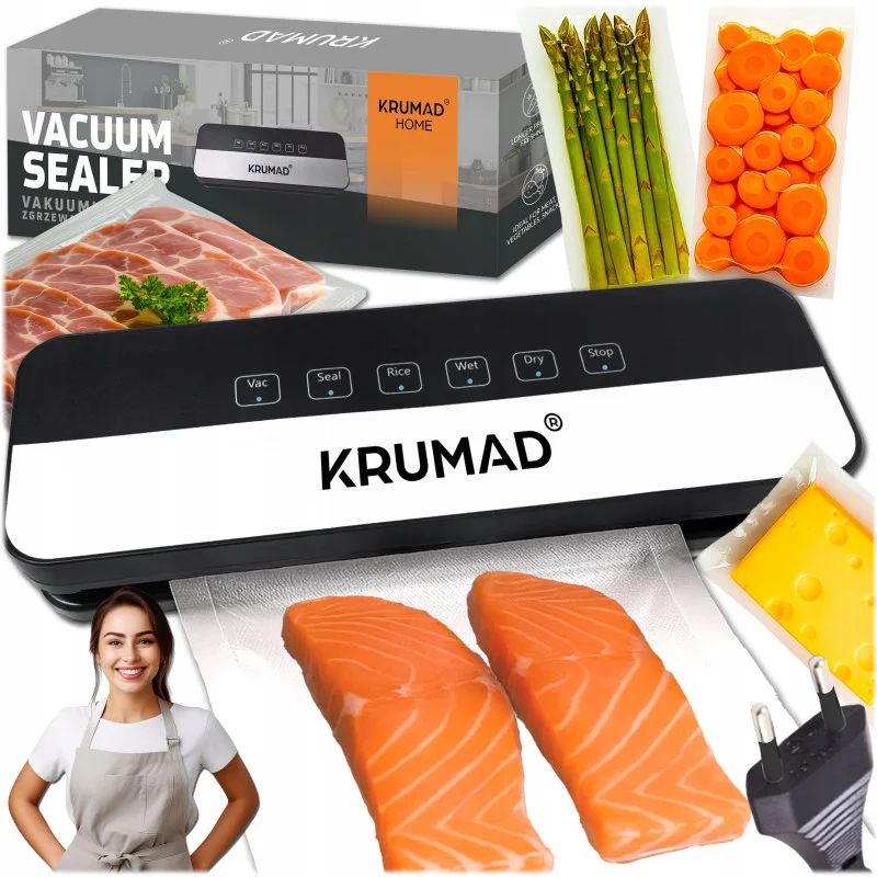 zgrzewarka-prozniowa-do-zywnosci-pakowarka-automatyczna-do-jedzenia-folia Вакуумний запаковувач для харчових продуктів KRUMAD + плівка KMD170 - Зображення 1