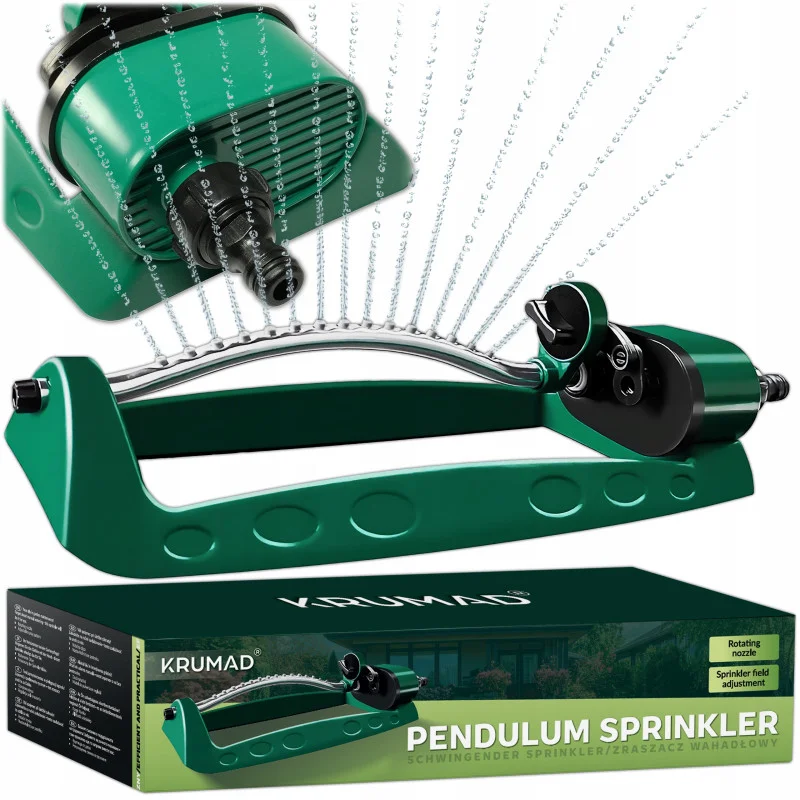 zraszacz-ogrodowy-wahadlowy-do-trawy-ogrodu-oscylacyjny-regulowany-15-dysz Садовий розпилювач для газону на 15 форсунок KRUMAD KMDW21 - Зображення 1