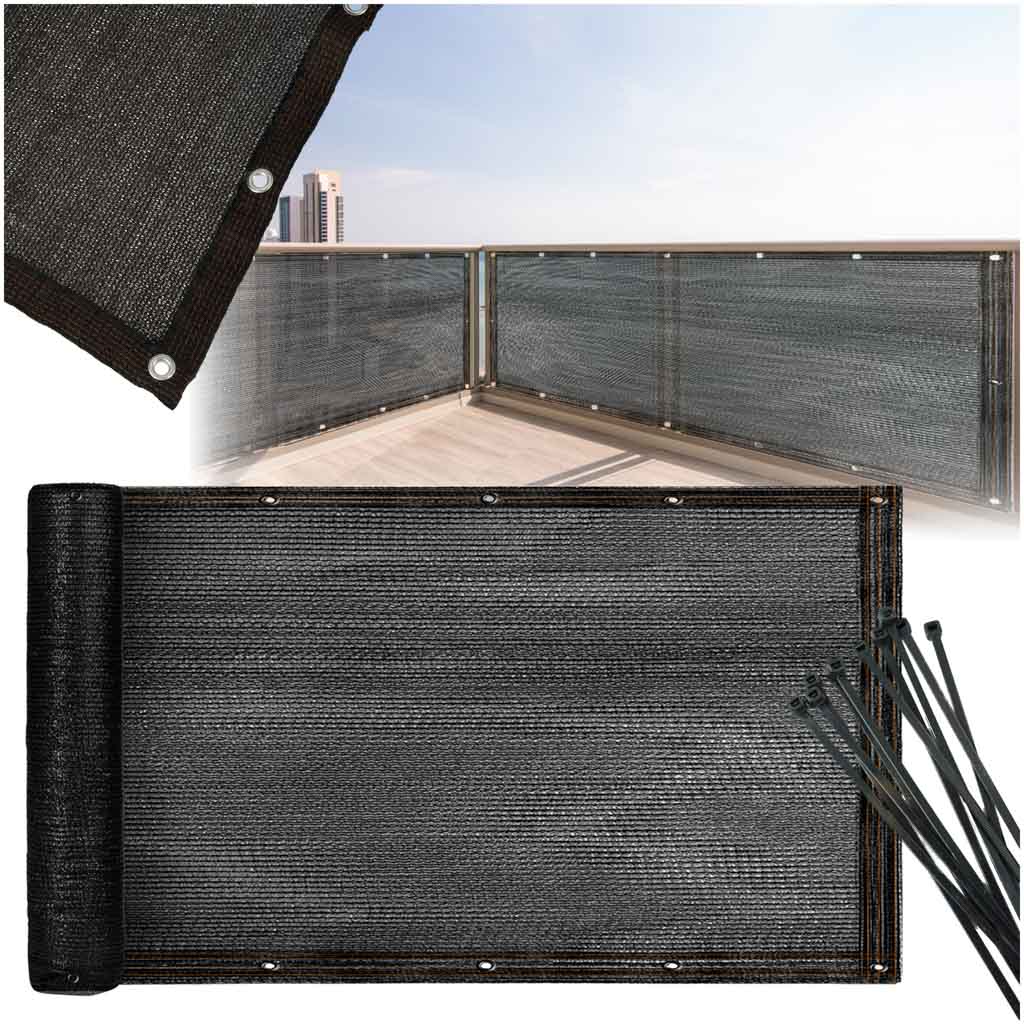 Balcony-terrace-cover-100x700cm-167021 Ширма-завіса для балкона, тераси Ikonka KX3157_1 чорна - Зображення 1