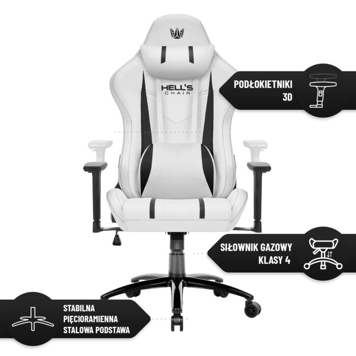 Геймерське крісло Hell's Chair HC-1013 White Black - Зображення 7