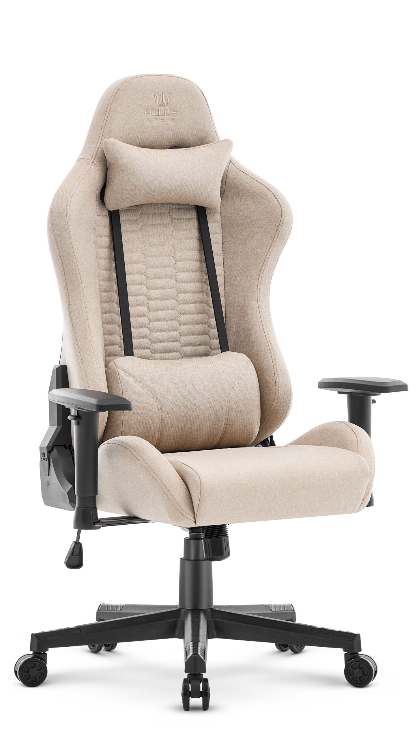 Fotel-gamingowy-Hells-Chair-HC-2000-Beige-Black-Bezowy-Czarny Геймерське крісло Hell's Chair HC-2000 Beige Black тканина - Зображення 1