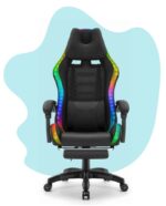 Геймерське крісло Hell's Chair HC-1039 2.0 LED RGB Black тканина для дітей - Зображення 2