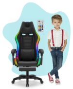 Геймерське крісло Hell's Chair HC-1039 2.0 LED RGB Black тканина для дітей