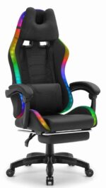 Геймерське крісло Hell's Chair HC-1039 2.0 LED RGB Black тканина для дітей - Зображення 3