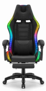 Геймерське крісло Hell's Chair HC-1039 2.0 LED RGB Black тканина для дітей - Зображення 4