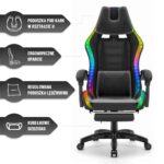 Геймерське крісло Hell's Chair HC-1039 2.0 LED RGB Black тканина для дітей - Зображення 7