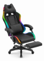 Геймерське крісло Hell's Chair HC-1039 2.0 LED RGB Black тканина для дітей - Зображення 10