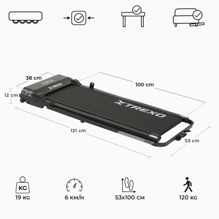 Бігова доріжка XTREXO Walking Pad W100+ чорний - Зображення 2