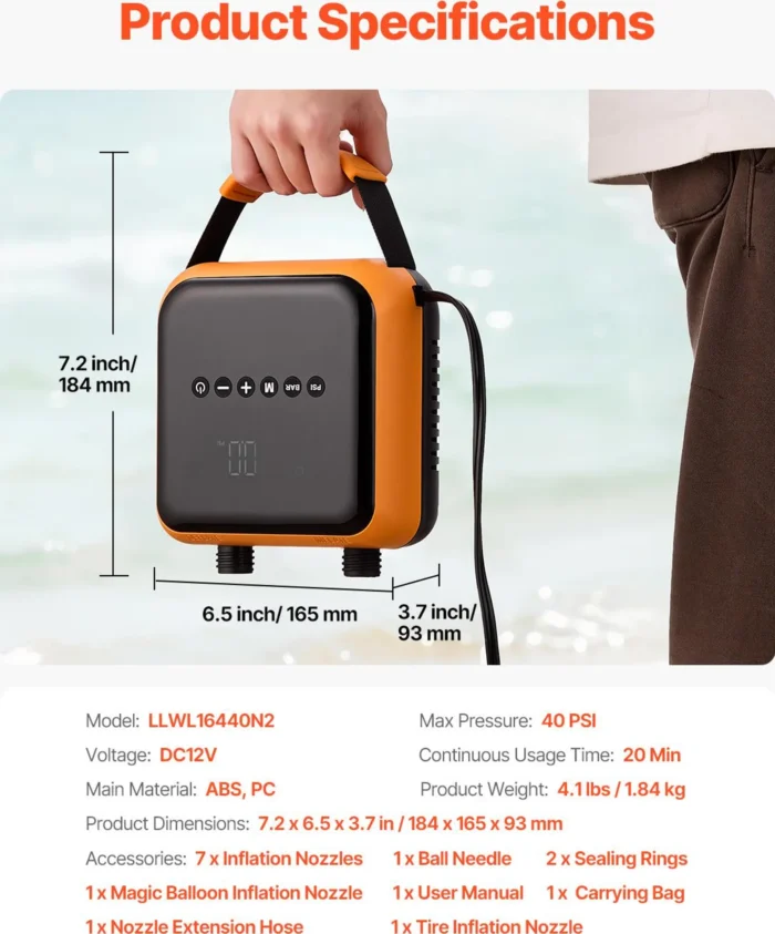 Електричний SUP насос Kormoran 20PSI 2in1 708 - Зображення 3
