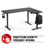 Стіл Hell's Chair Black з електричним регулюванням кутовий 180x120 см - Зображення 9