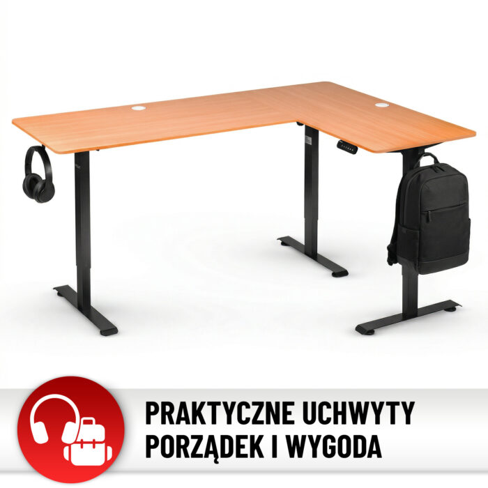 Стіл Hell's Chair Oak Wood Black з електричним регулюванням кутовий 180x120 см - Зображення 10