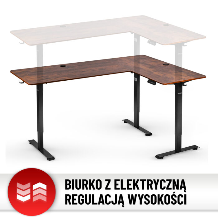 Стіл Hell's Chair Rustic Brown з електричним регулюванням кутовий 180x120 см - Зображення 7