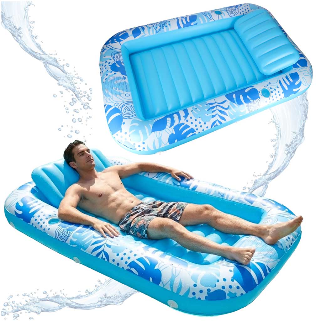 Inflatable-swimming-mattress-with-cushion-blue-181409 Надувний матрац для плавання, з подушкою 175 см, синій KX2856_1 - Зображення 1