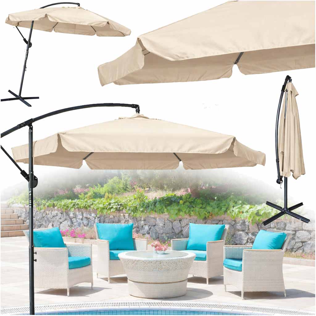 LUARO-Garden-umbrella-large-folding-umbrella-with-boom-290cm-beige-184431 Садова парасолька LUARO 290 см бежева KX3313_1 - Зображення 1