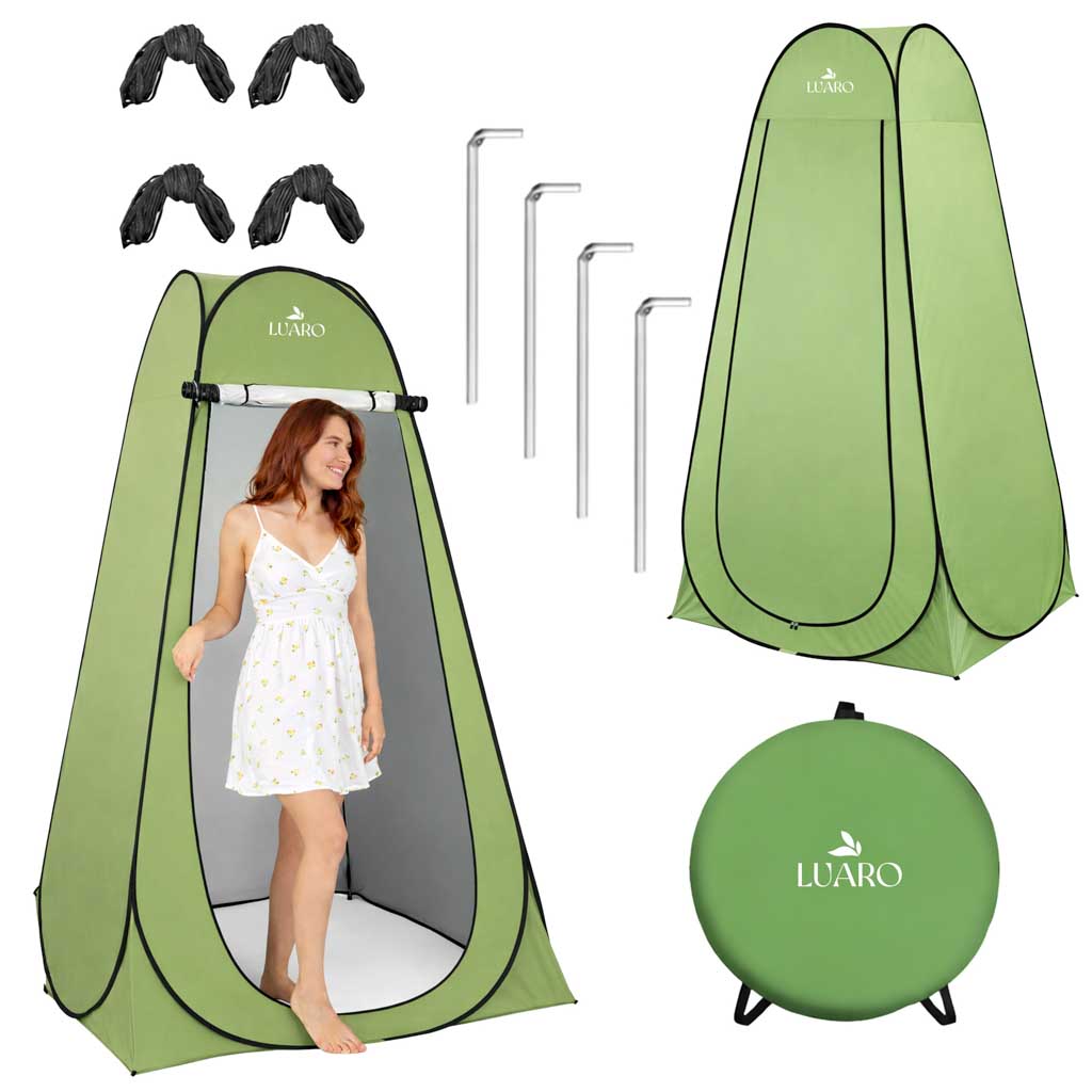LUARO-Self-folding-tent-for-shower-changing-room-tourist-toilet-green-182622 LUARO KX5438_2 Саморозкладний намет для душу, роздягальні, туристичного туалету, зелений - Зображення 1
