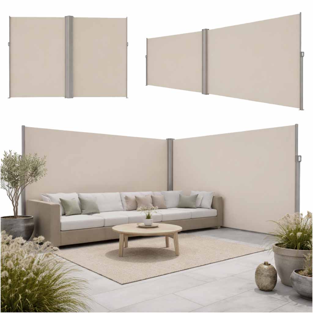 LUARO-corner-side-terrace-awning-retractable-screen-180-x-600-cm-beige-182997 Кутовий навіс LUARO для тераси з висувною ширмою 180 x 620 см бежевий KX2865_1 - Зображення 1