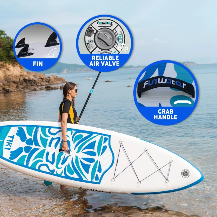 SUP-дошка надувна FunWater SUPFW05B Tiki 3,2 м (синьо-білий) - Зображення 6