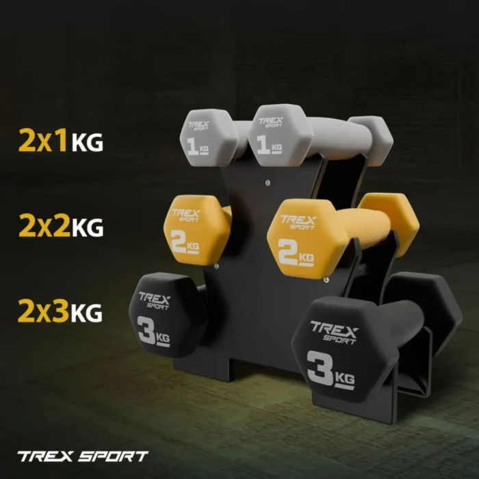 Набір гантелей круглих TREX Sport TX-V120VS 12кг з підставкою - Зображення 2