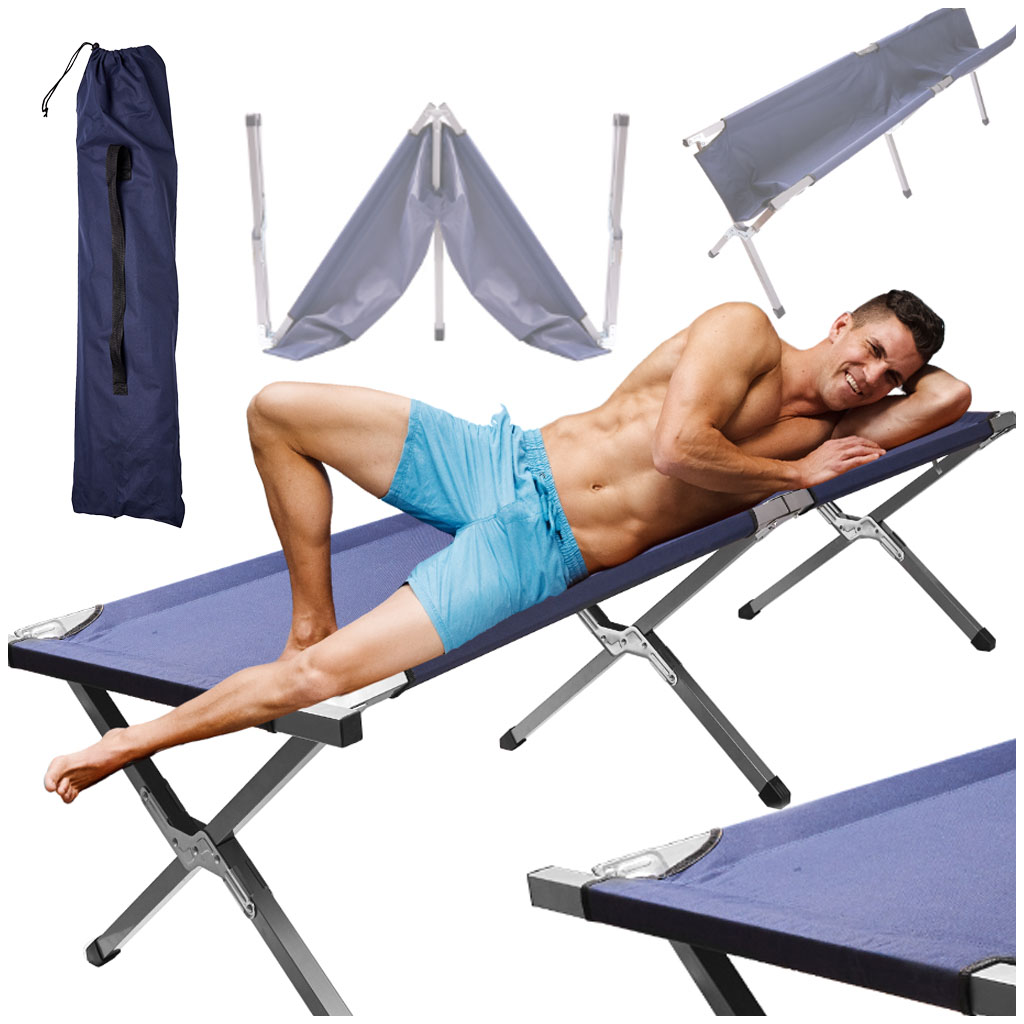 Camping-bed-folding-XXL-blue-150kg-170975 Розкладне ліжко LUARO KX4833_2 для кемпінгу XXL синього кольору 150 кг - Зображення 1