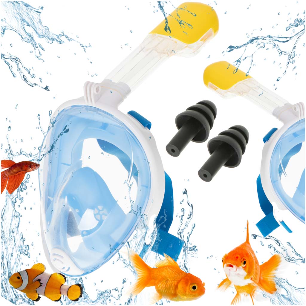 Full-folding-snorkel-mask-L-XL-blue-170116 Повнолицева складна маска IKONKA KX6130 для снорклінгу L/XL, синя - Зображення 1