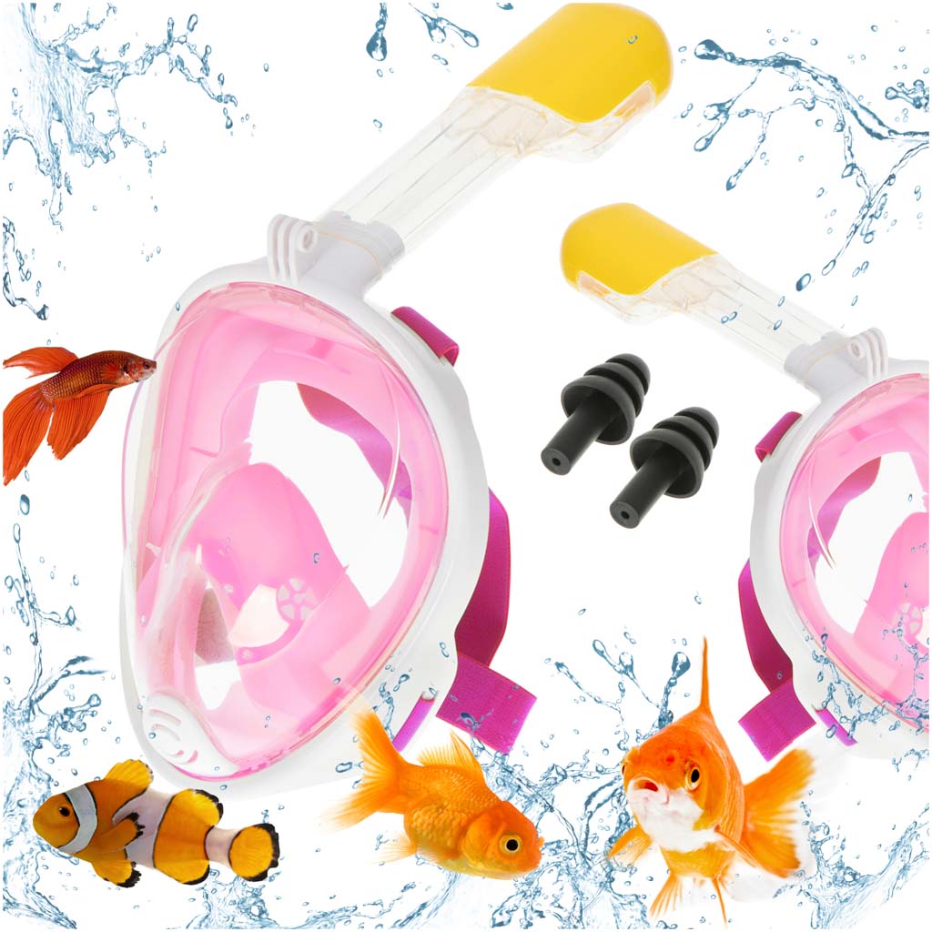 Full-folding-snorkel-mask-S-M-pink-170180 Повнолицева складна маска IKONKA KX6131_1 для снорклінгу S/M, рожева - Зображення 1
