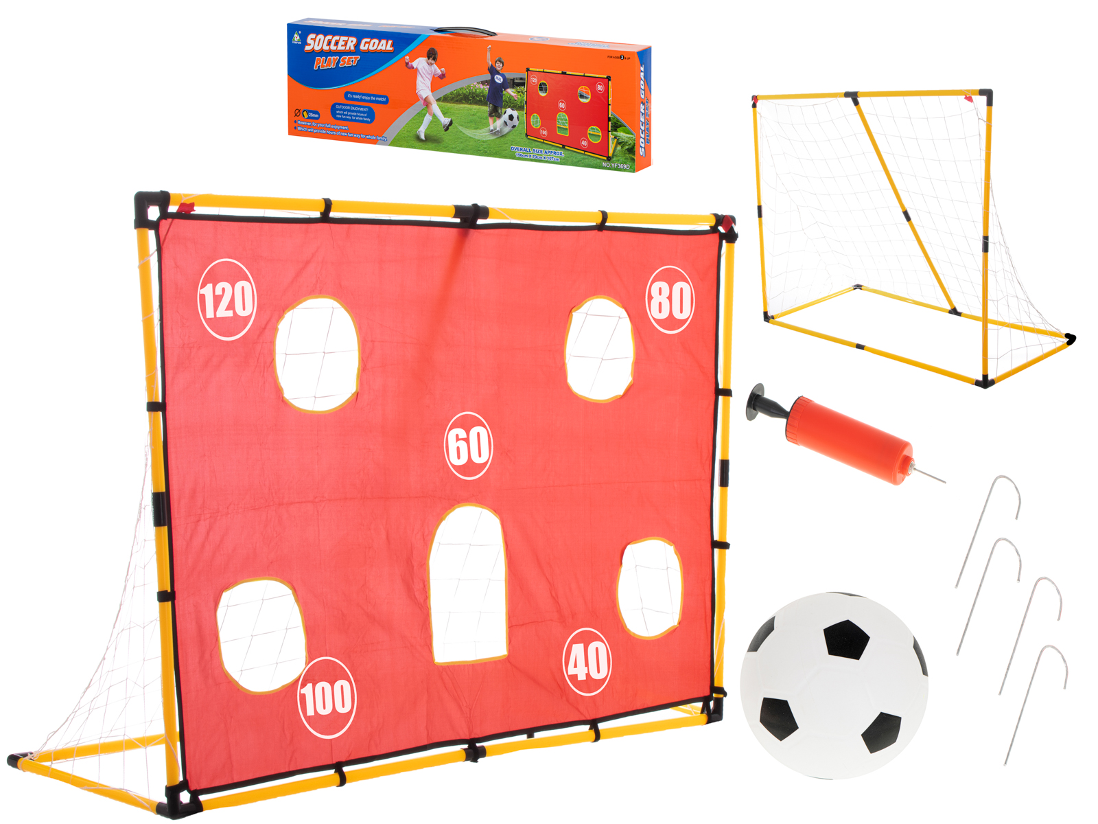 Soccer-goal-training-mat-with-accessories-88503 Футбольні ворота IKONKA KX6182 з тренувальним матом та аксесуарами - Зображення 1