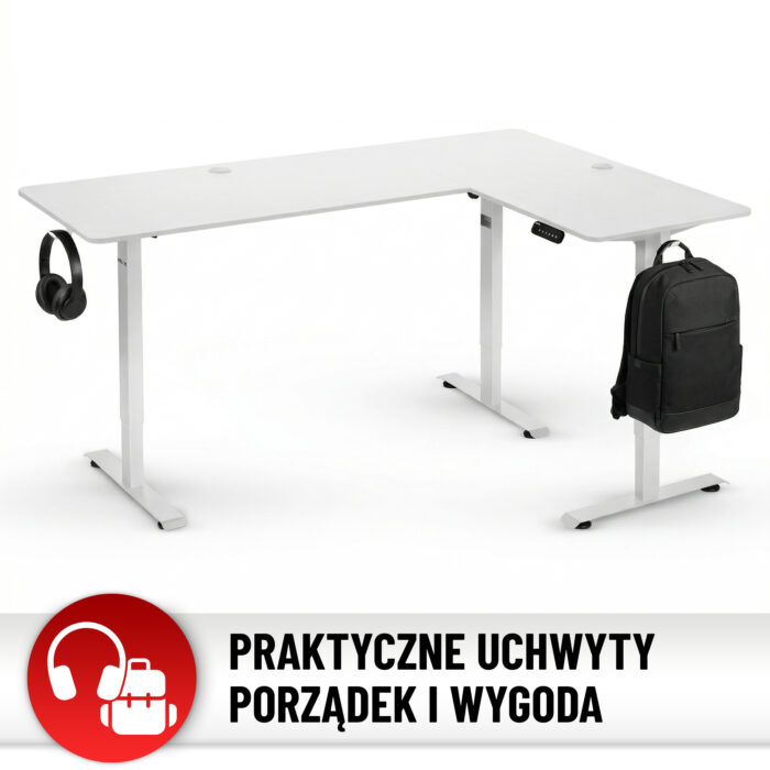 Стіл Hell's Chair White з електричним регулюванням кутовий 180x120 см - Зображення 11