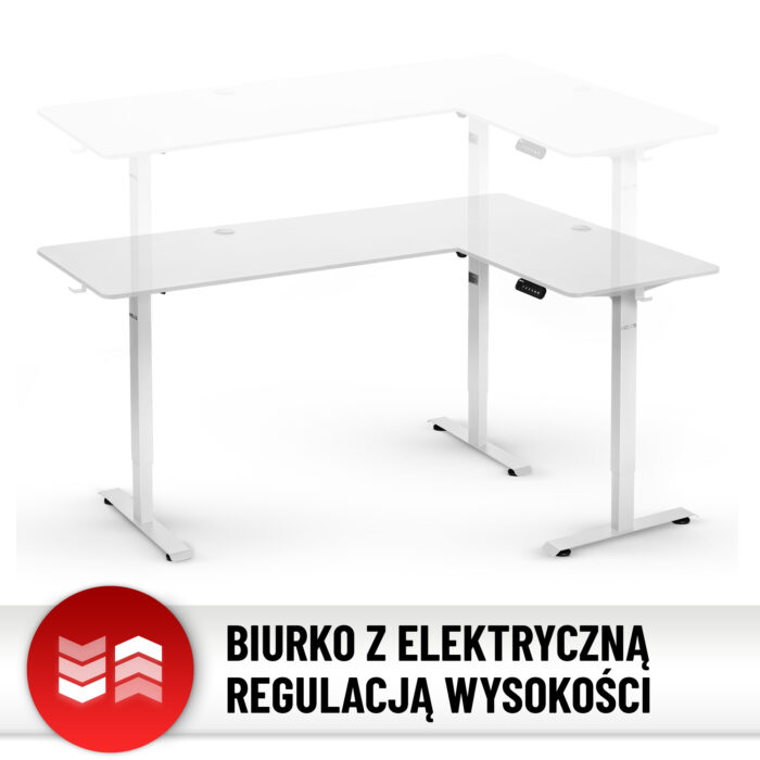 Стіл Hell's Chair White з електричним регулюванням кутовий 180x120 см - Зображення 8