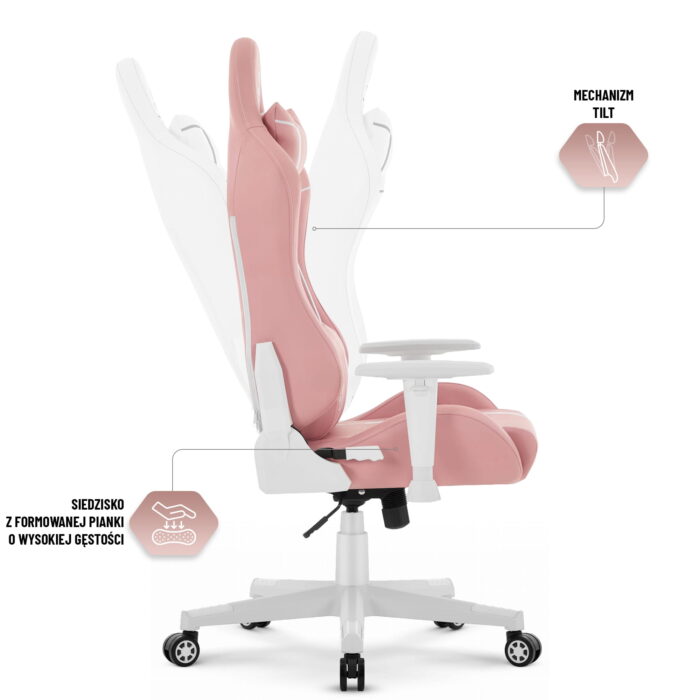 Геймерське крісло Hell's Chair HC-2001 Pink White - Зображення 11