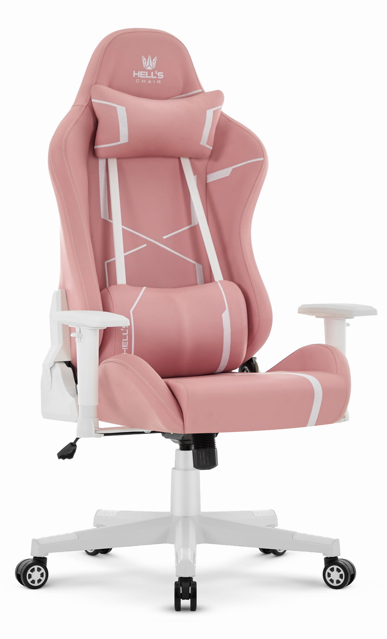 Fotel-gamingowy-Hells-Chair-HC-2001-Pink-White-Rozowy-Bialy-Ekoskora-Premium Геймерське крісло Hell's Chair HC-2001 Pink White - Зображення 1