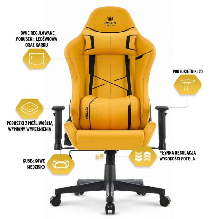 Геймерське крісло Hell's Chair HC-2001 Yellow - Зображення 9