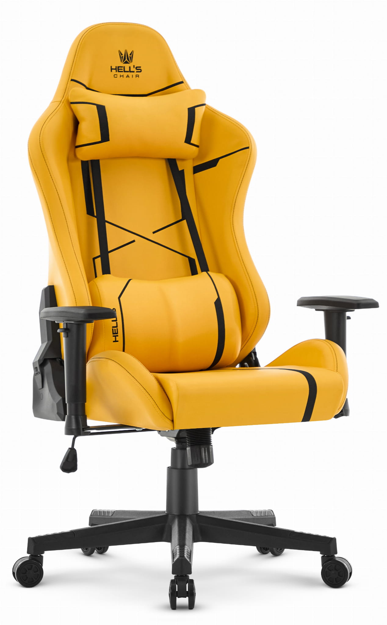 Fotel-gamingowy-Hells-Chair-HC-2001-Yellow-Zolty-Ekoskora-Premium Геймерське крісло Hell's Chair HC-2001 Yellow - Зображення 1