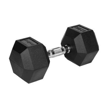 Чавунна гантель HEX Rebel 17,5 кг з гумовим покриттям для силових тренувань