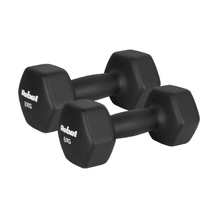 Гантелі Rebel HEX 2x8 кг з неопреновим покриттям і чавуну для силових тренувань