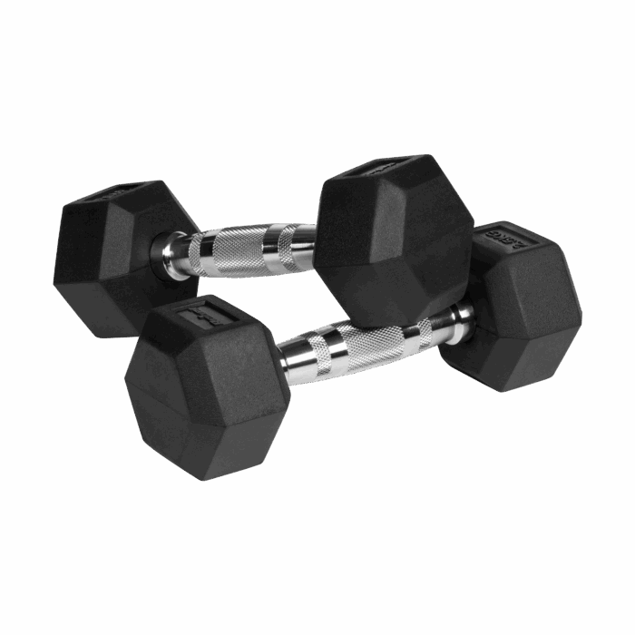 Гантелі чавунні Rebel HEX 2x2,5 кг з гумовим покриттям для силових тренувань - Зображення 2