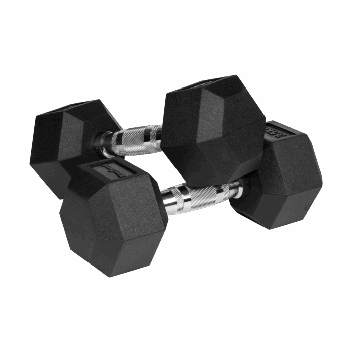 Гумовані чавунні гантелі Rebel HEX 2x7,5 кг з протиковзним покриттям - Зображення 2