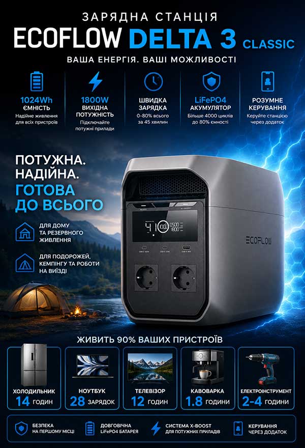 Зарядна станція EcoFlow DELTA 3 Classic (EFDELTA3C-EU-CBox-L)