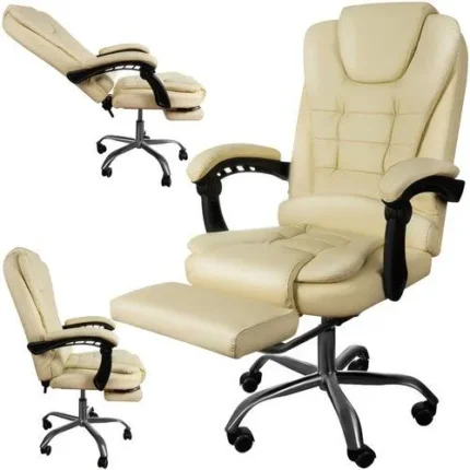 Крісло офісне Malatec 23287 з підніжкою. кремове