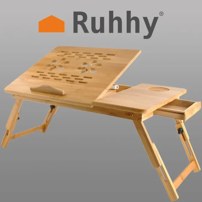 Бамбуковий столик для ноутбука Ruhhy S23452 з регулюванням - Зображення 3
