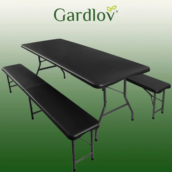 Стіл садовий складний Gardlov 180 см + 2 лавки. чорний - Зображення 16