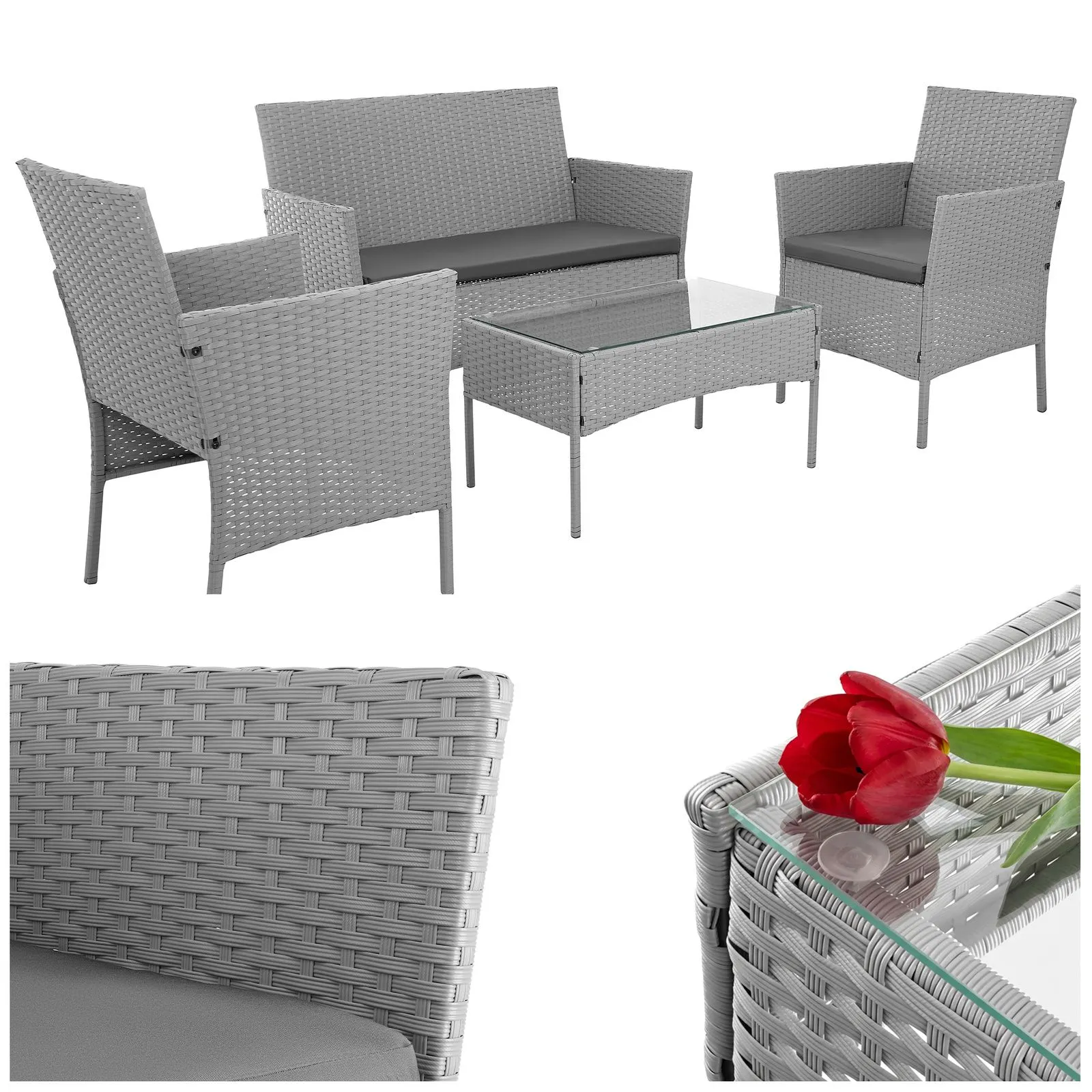 pol_pl_Meble-Ogrodowe-Zestaw-Mebli-Ogrodowych-Technorattan-na-Taras-Sofa-Stolik-szare-Gardlov-12363_18 Комплект садових меблів Gardlov 26910 з техноротангу. сірий - Зображення 1