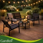 Комплект меблів для балкона Gardlov 4 елементи, чорний - Зображення 11